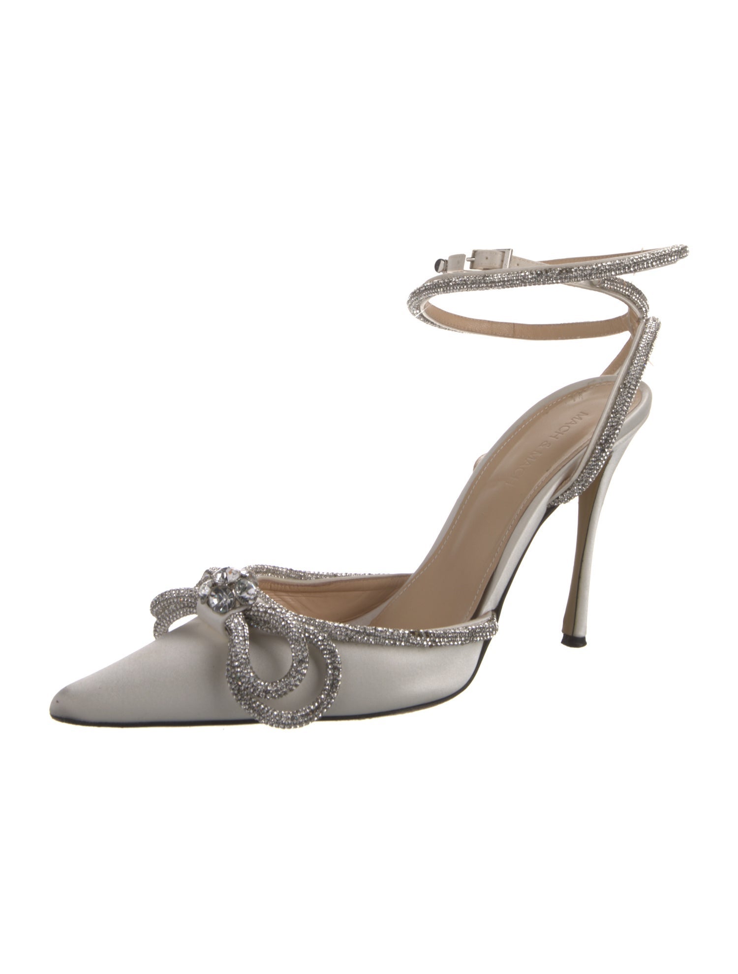 Mach & Mach Satin Bow Accents D'Orsay Pumps