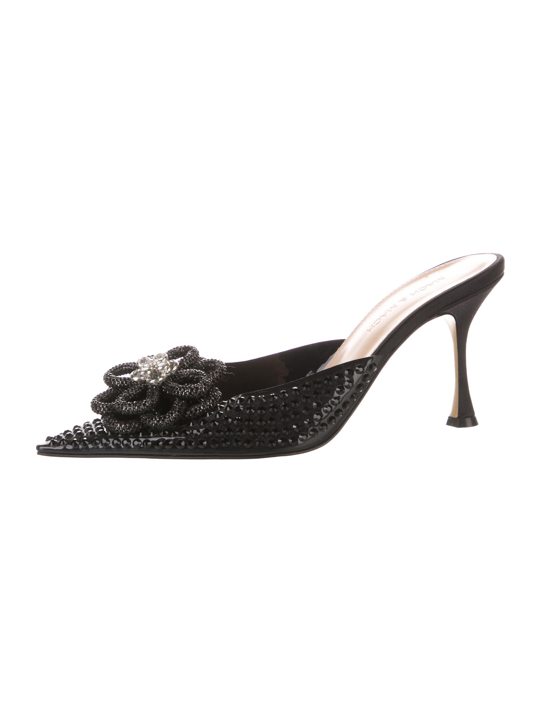 Mach & Mach Satin Crystal Embellishments Mules
