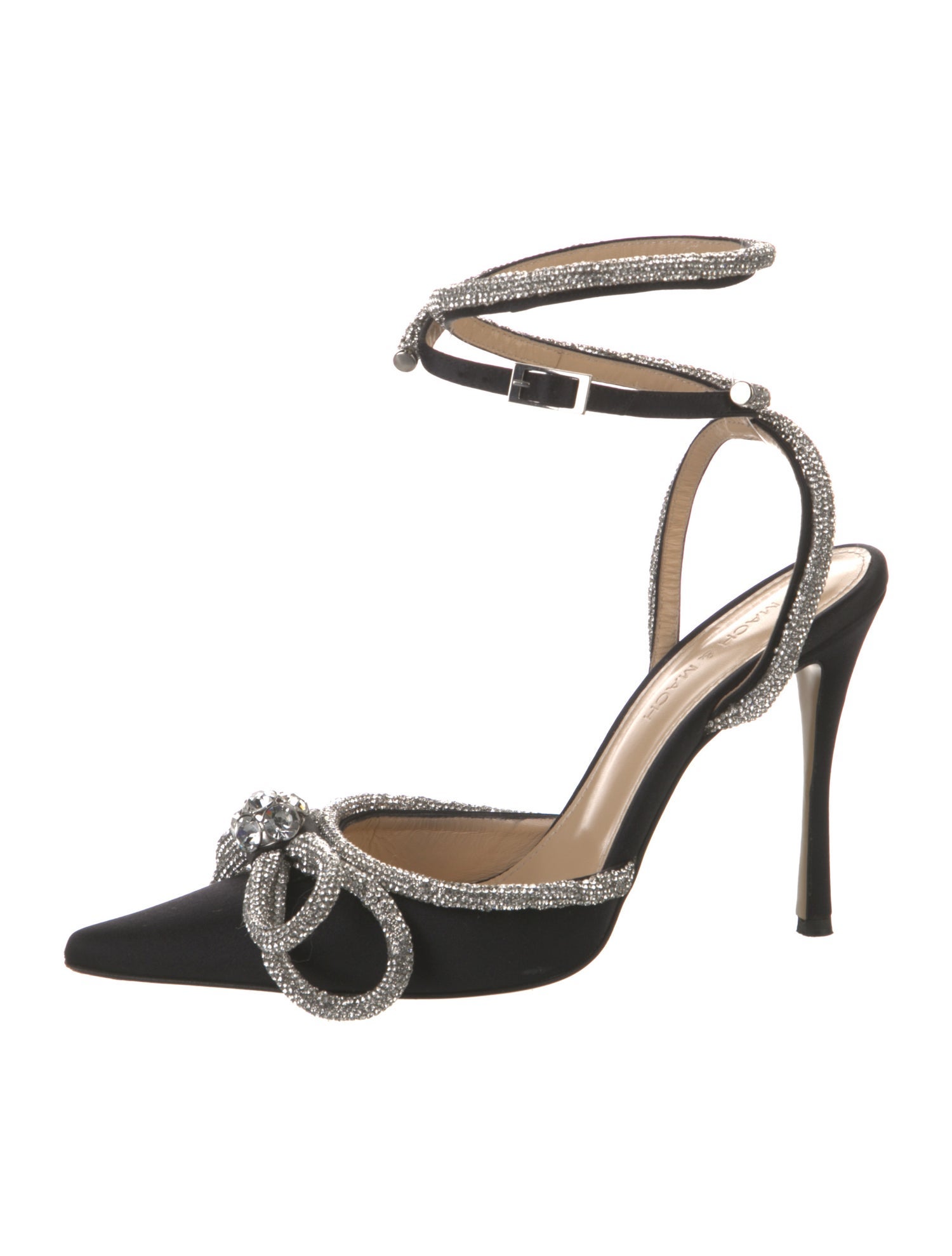 Mach & Mach Satin Bow Accents Slingback Pumps