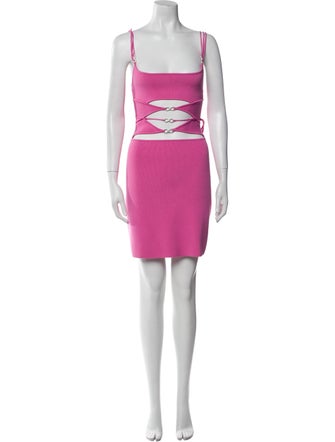 Mach & Mach Square Neckline Mini Dress