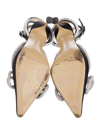 Mach & Mach Satin Bow Accents Slingback Pumps