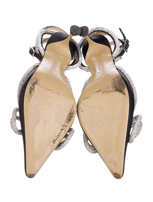 Mach & Mach Satin Bow Accents Slingback Pumps