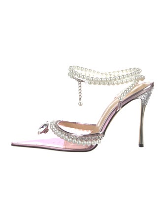 Mach & Mach PVC Crystal Embellishments Slingback Pumps