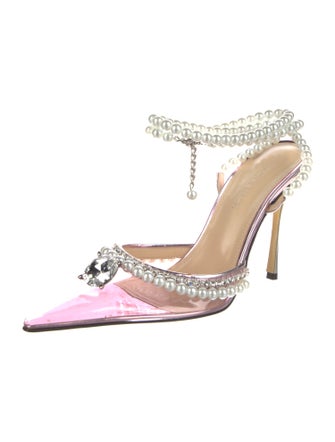 Mach & Mach PVC Crystal Embellishments Slingback Pumps