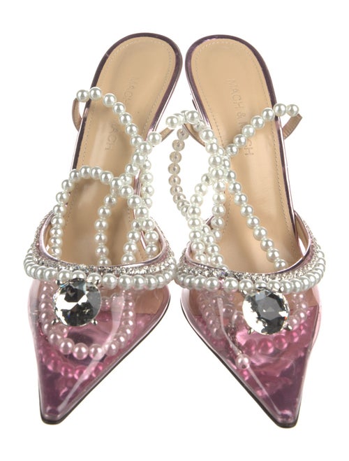 Mach & Mach PVC Crystal Embellishments Slingback Pumps