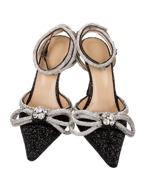 Mach & Mach Glitter Animal Print Slingback Pumps