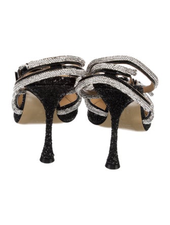 Mach & Mach Glitter Animal Print Slingback Pumps