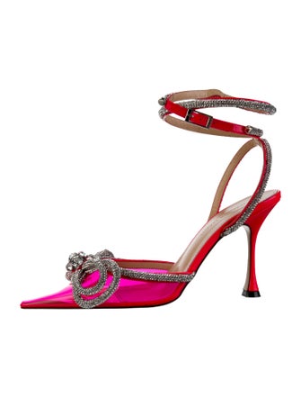 Mach & Mach PVC Crystal Embellishments Slingback Pumps