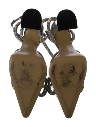 Mach & Mach Leather Bow Accents Slingback Pumps