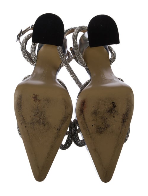 Mach & Mach Leather Bow Accents Slingback Pumps