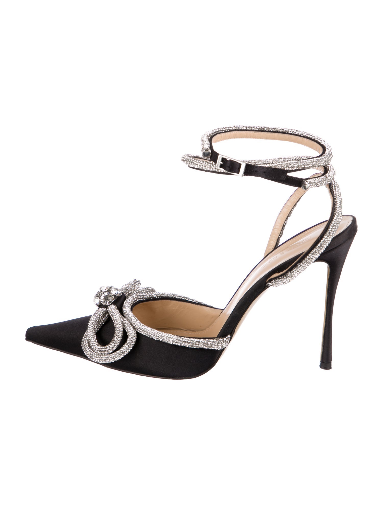 Mach & Mach Satin Bow Accents D'Orsay Pumps