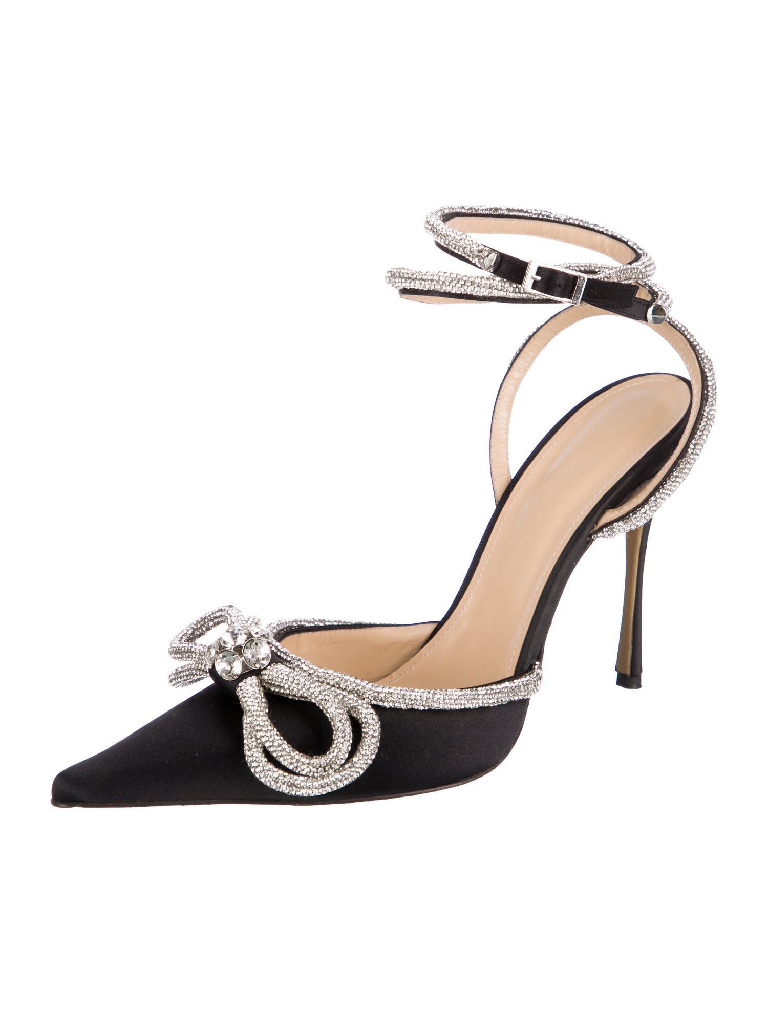 Mach & Mach Satin Bow Accents D'Orsay Pumps