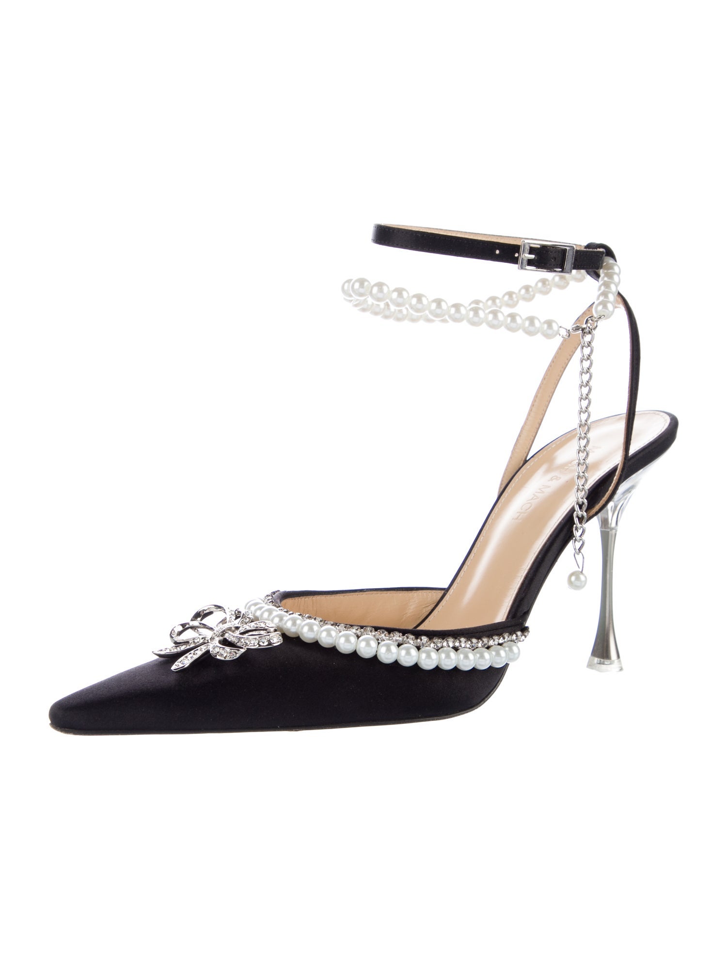 Mach & Mach Patent Leather Crystal Embellishments D'Orsay Pumps