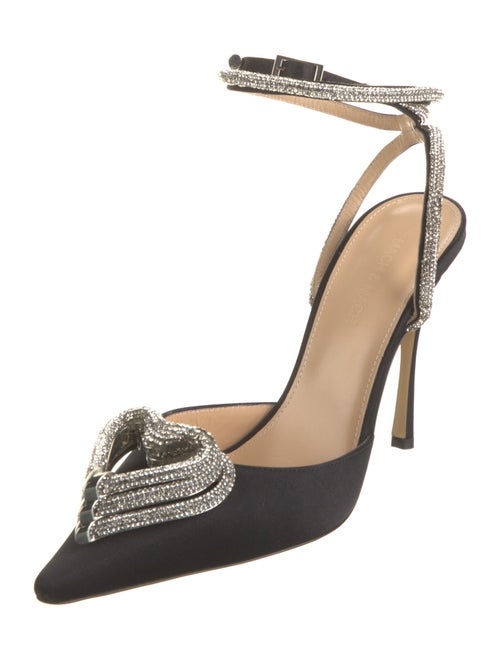 Mach & Mach Satin Crystal Embellishments Slingback Pumps