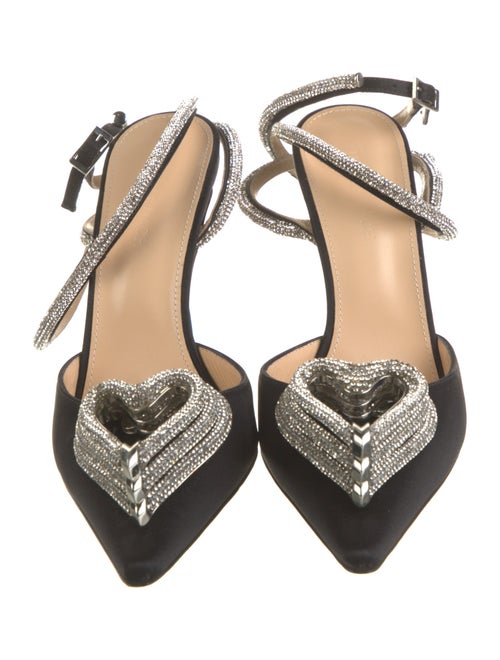 Mach & Mach Satin Crystal Embellishments Slingback Pumps