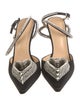 Mach & Mach Satin Crystal Embellishments Slingback Pumps