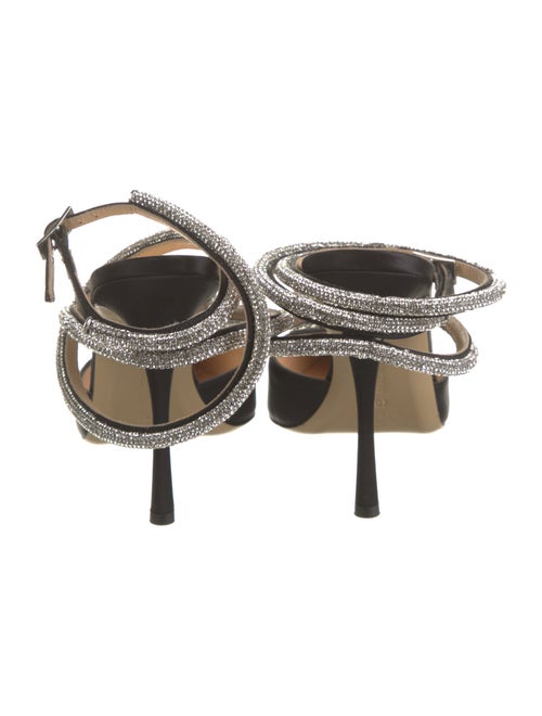 Mach & Mach Satin Crystal Embellishments Slingback Pumps