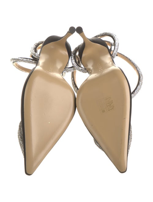 Mach & Mach Satin Crystal Embellishments Slingback Pumps