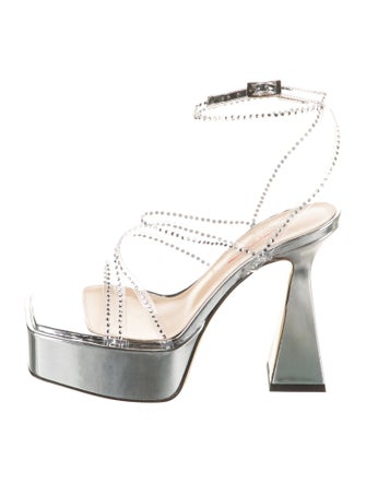 Mach & Mach Leather Crystal Embellishments Sandals