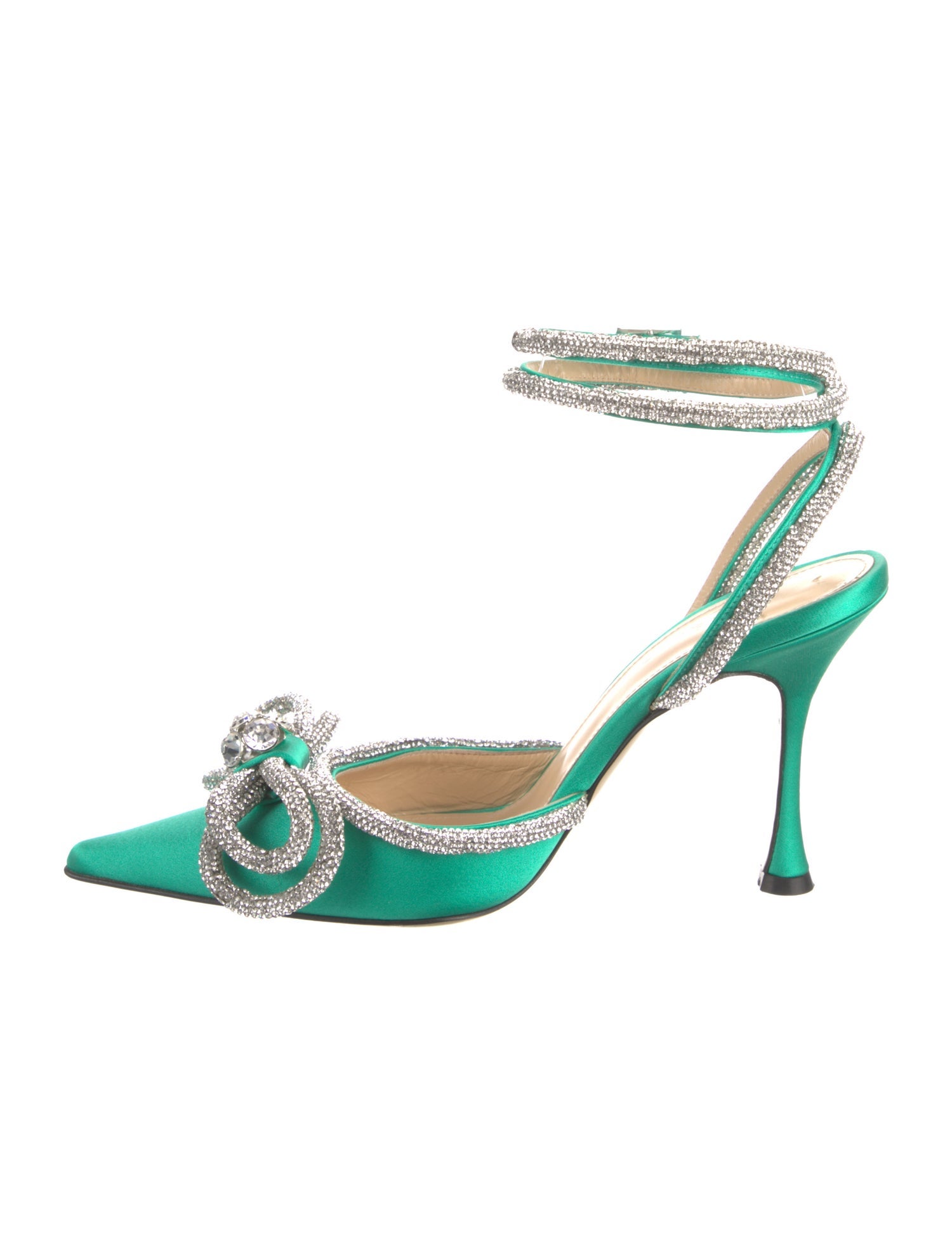 Mach & Mach Satin Bow Accents Slingback Pumps