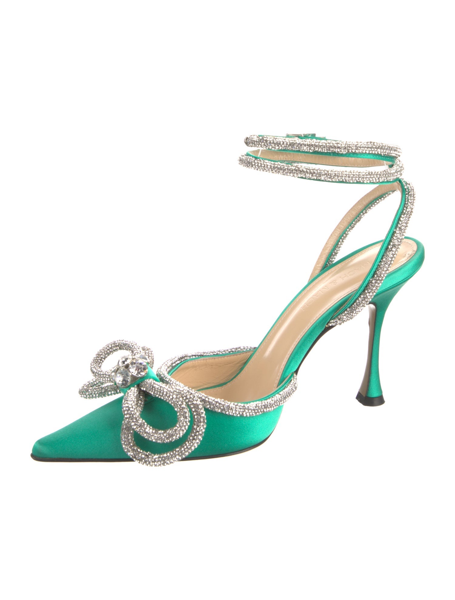 Mach & Mach Satin Bow Accents Slingback Pumps