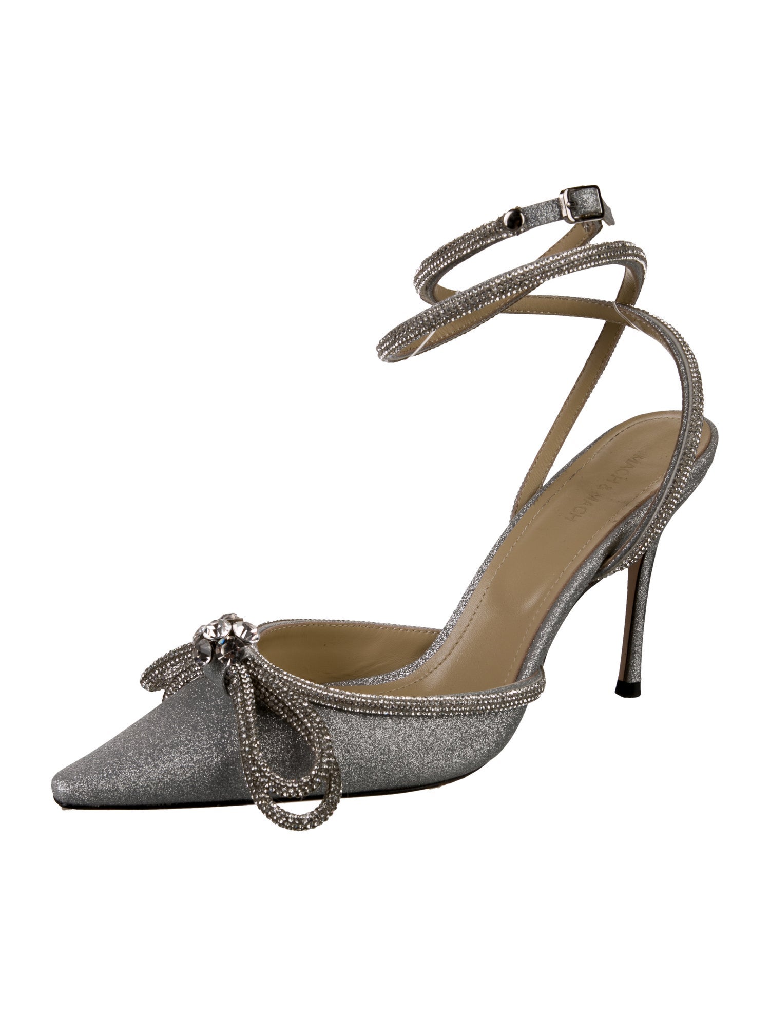 Mach & Mach Glitter Bow Accents D'Orsay Pumps