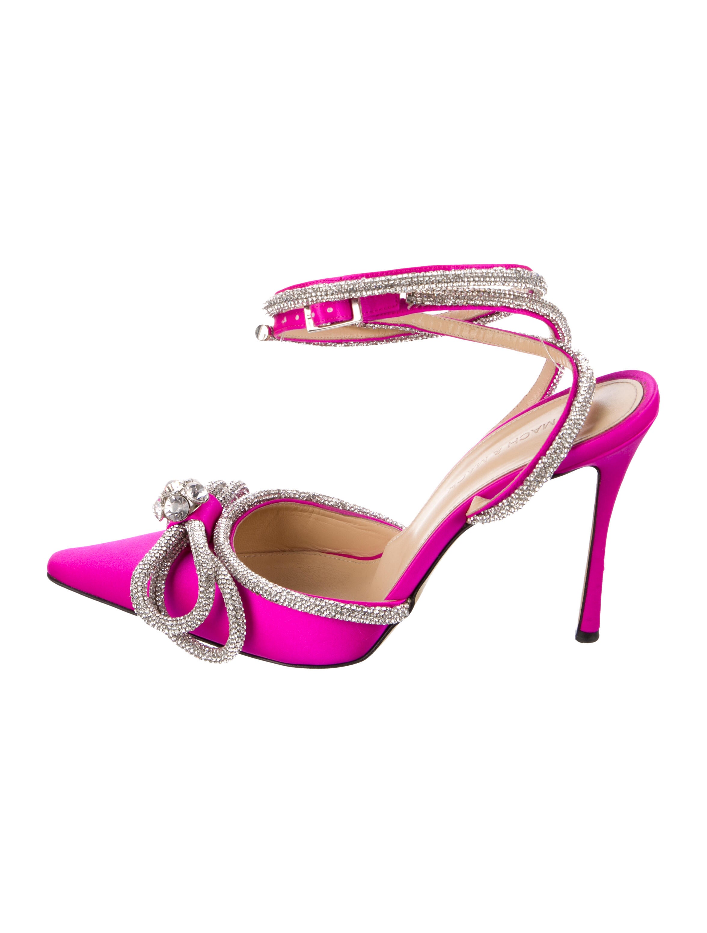 Mach & Mach Satin Bow Accents Slingback Pumps