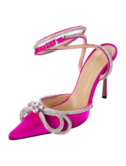 Mach & Mach Satin Bow Accents Slingback Pumps