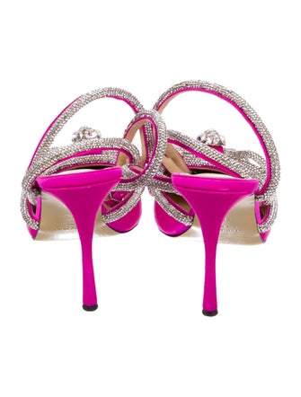 Mach & Mach Satin Bow Accents Slingback Pumps