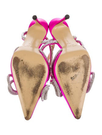 Mach & Mach Satin Bow Accents Slingback Pumps