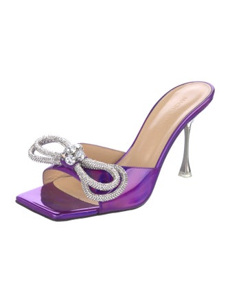 Mach & Mach Patent Leather Crystal Embellishments Slides