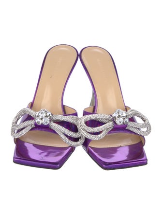 Mach & Mach Patent Leather Crystal Embellishments Slides