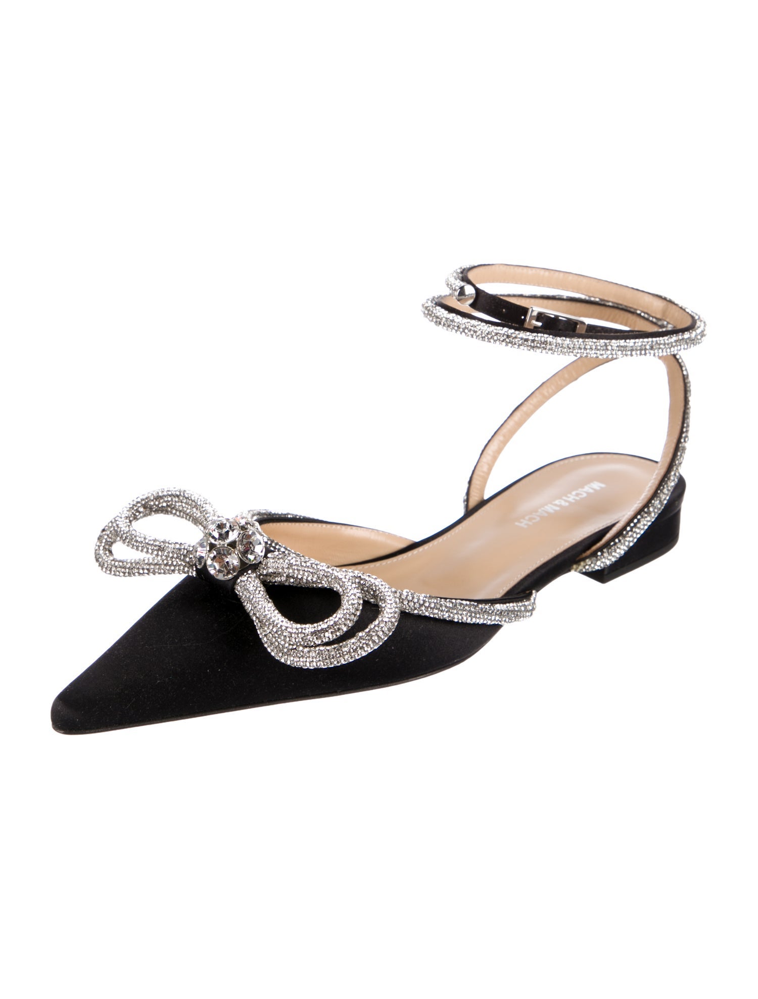 Mach & Mach Satin Bow Accents Slingback Flats