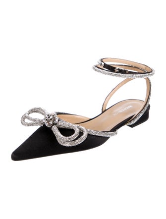 Mach & Mach Satin Bow Accents Slingback Flats