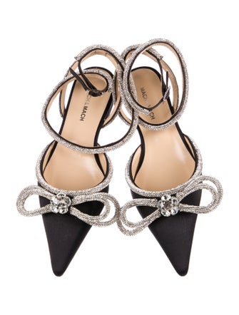 Mach & Mach Satin Bow Accents Slingback Flats
