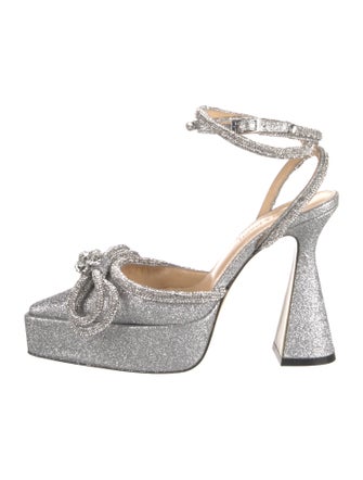 Mach & Mach Glitter Bow Accents D'Orsay Pumps