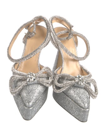 Mach & Mach Glitter Bow Accents D'Orsay Pumps