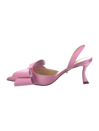Mach & Mach Satin Bow Accents Slingback Pumps