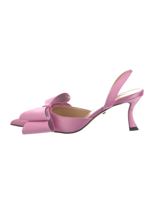 Mach & Mach Satin Bow Accents Slingback Pumps