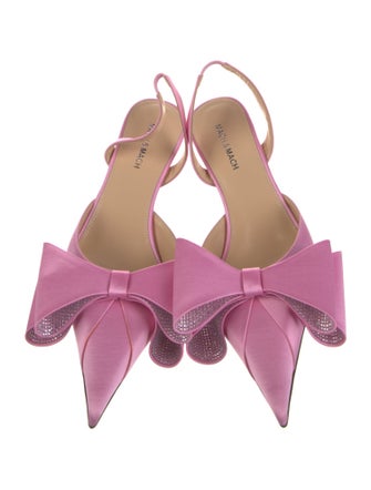 Mach & Mach Satin Bow Accents Slingback Pumps