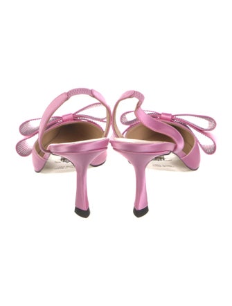 Mach & Mach Satin Bow Accents Slingback Pumps