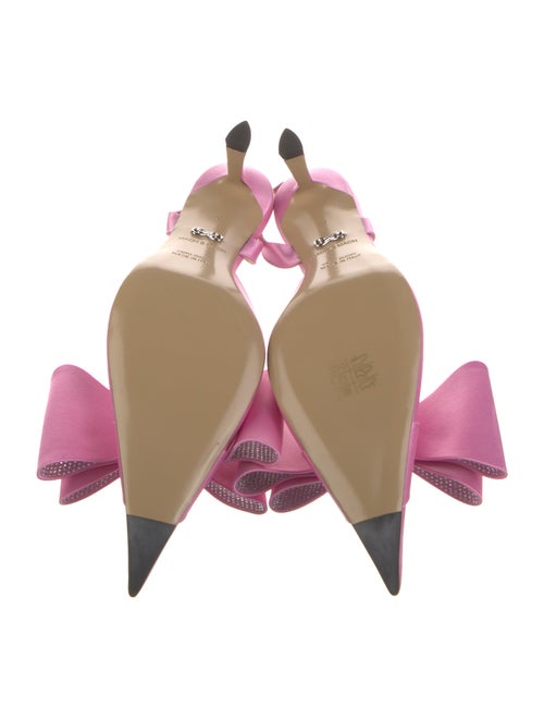 Mach & Mach Satin Bow Accents Slingback Pumps
