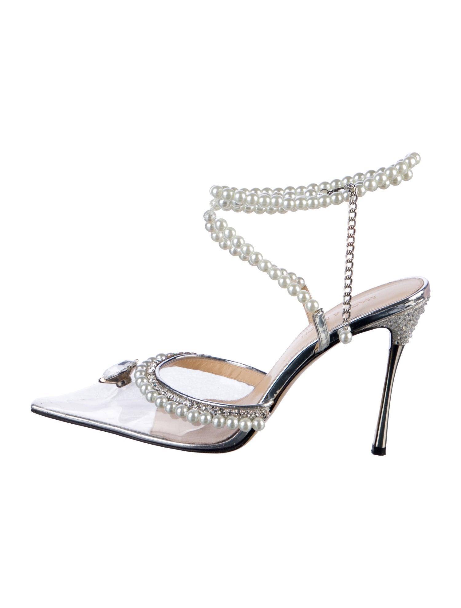 Mach & Mach PVC Crystal Embellishments Slingback Pumps