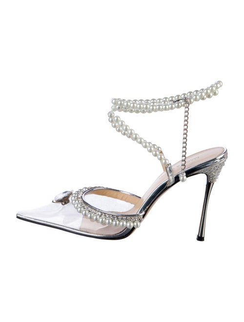 Mach & Mach PVC Crystal Embellishments Slingback Pumps