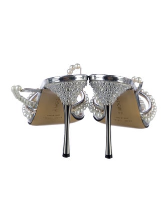 Mach & Mach PVC Crystal Embellishments Slingback Pumps