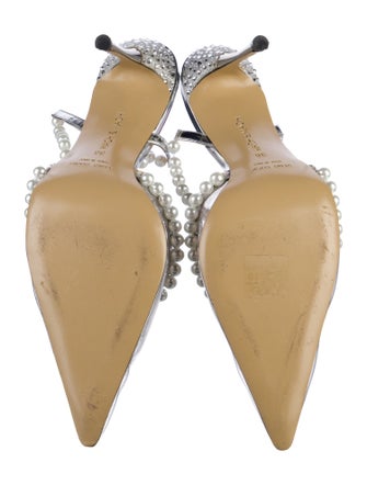 Mach & Mach PVC Crystal Embellishments Slingback Pumps