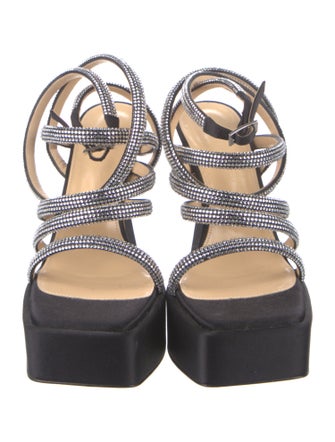 Mach & Mach Satin Crystal Embellishments Sandals