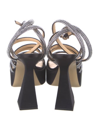 Mach & Mach Satin Crystal Embellishments Sandals