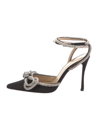 Mach & Mach Satin Bow Accents Slingback Pumps