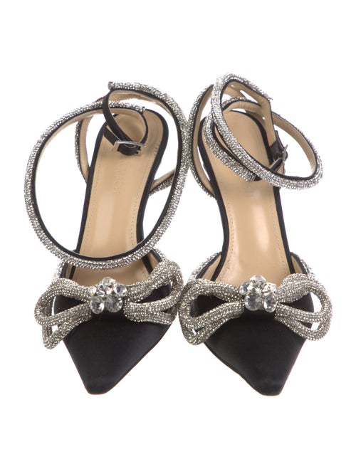 Mach & Mach Satin Bow Accents Slingback Pumps
